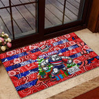 Bulldogs Football Merry Christmas Rubber Doormat Indigenous Australian Art