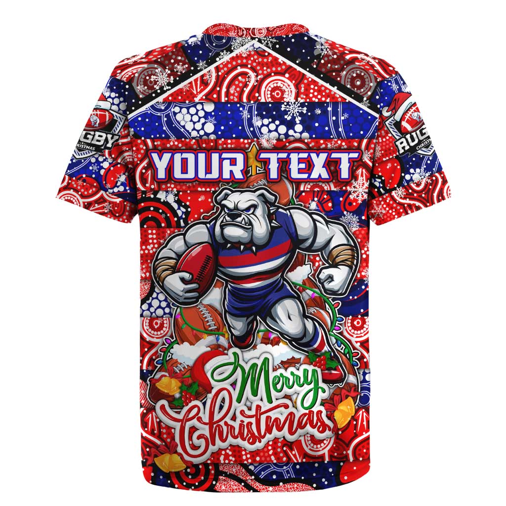 Custom Bulldogs Football Merry Christmas Rugby Jersey Indigenous Australian Art