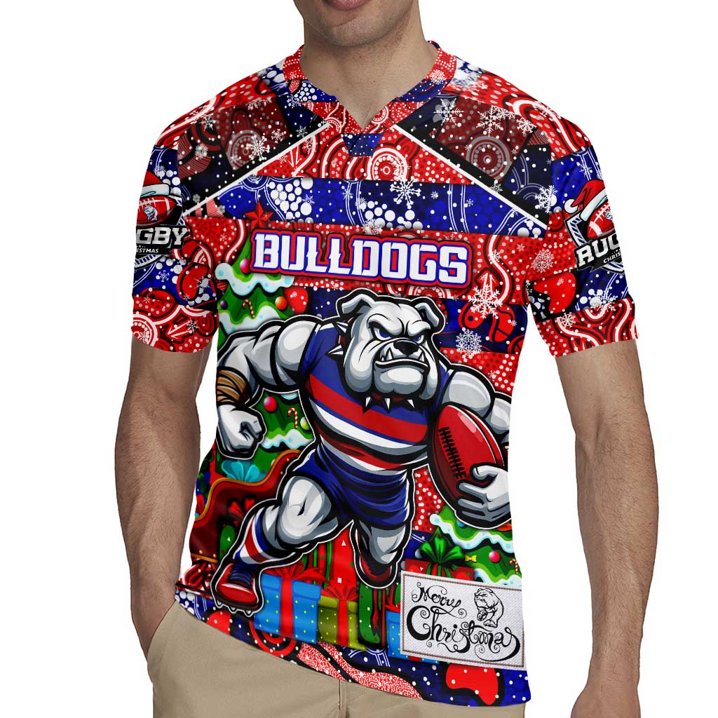 Custom Bulldogs Football Merry Christmas Rugby Jersey Indigenous Australian Art
