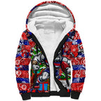 Custom Bulldogs Football Merry Christmas Sherpa Hoodie Indigenous Australian Art