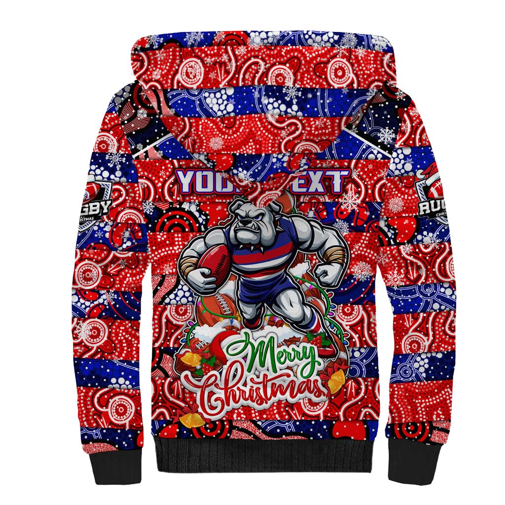 Custom Bulldogs Football Merry Christmas Sherpa Hoodie Indigenous Australian Art