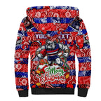 Custom Bulldogs Football Merry Christmas Sherpa Hoodie Indigenous Australian Art