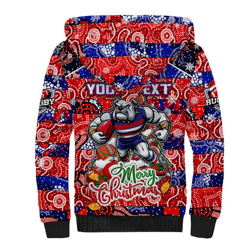 Custom Bulldogs Football Merry Christmas Sherpa Hoodie Indigenous Australian Art