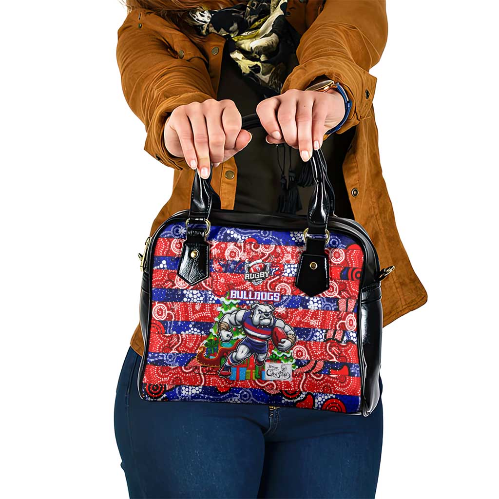 Bulldogs Football Merry Christmas Shoulder Handbag Indigenous Australian Art