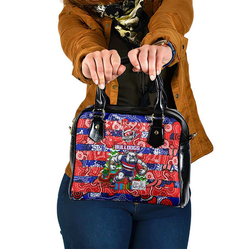 Bulldogs Football Merry Christmas Shoulder Handbag Indigenous Australian Art