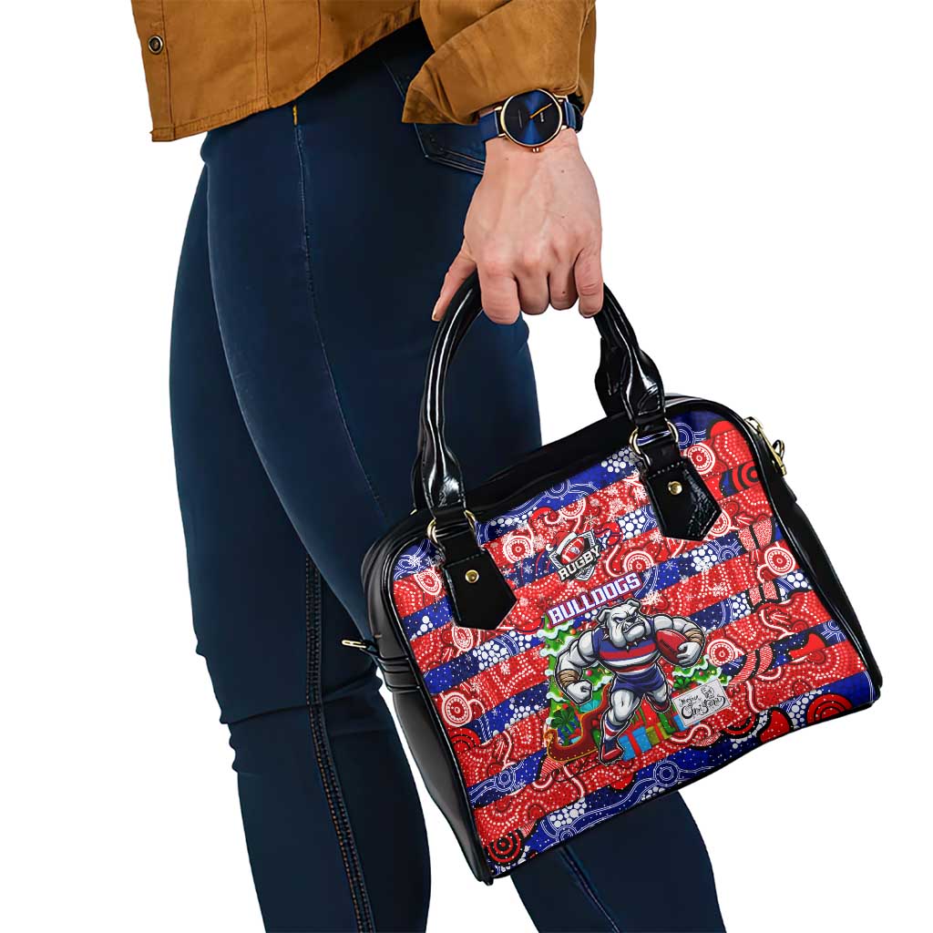 Bulldogs Football Merry Christmas Shoulder Handbag Indigenous Australian Art