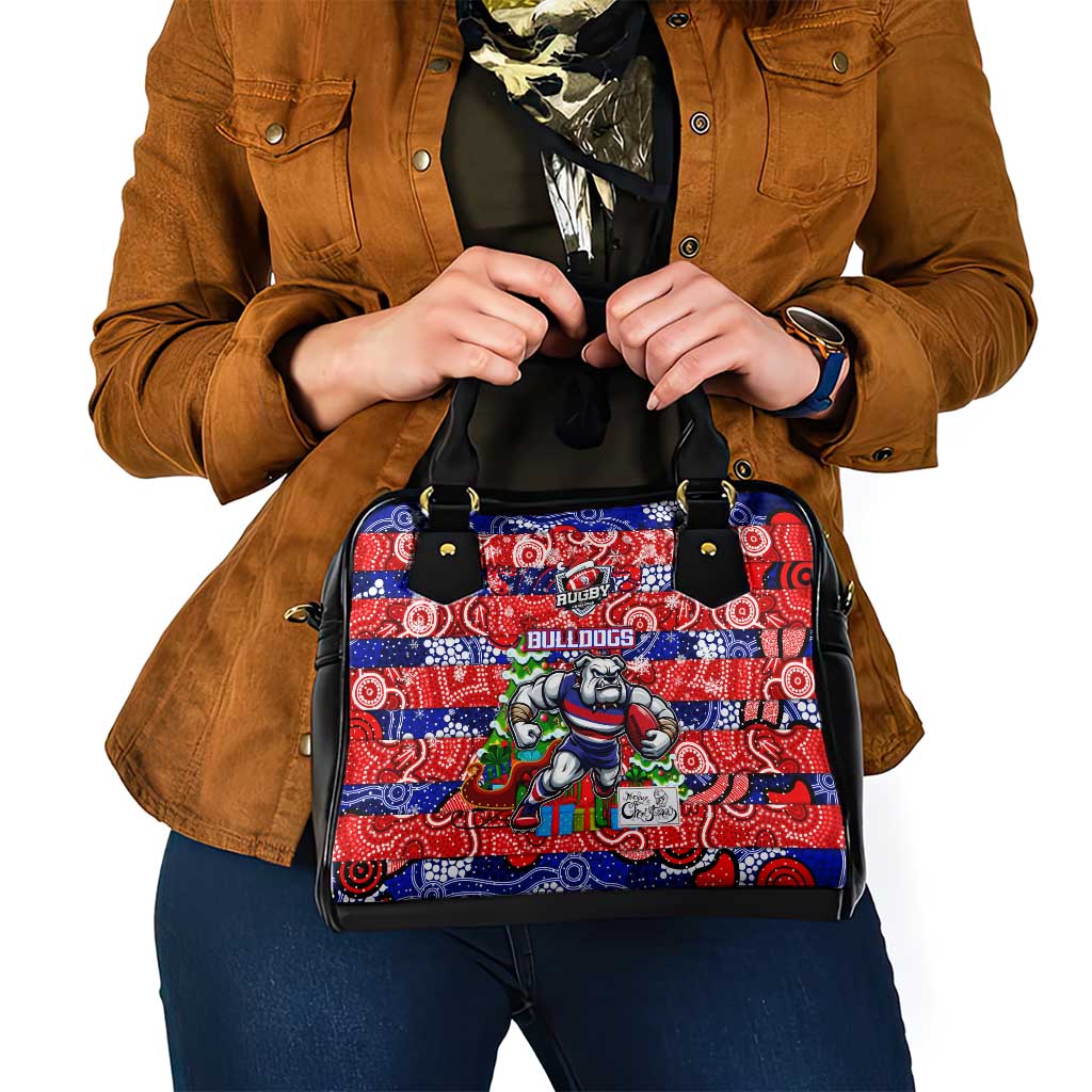 Bulldogs Football Merry Christmas Shoulder Handbag Indigenous Australian Art