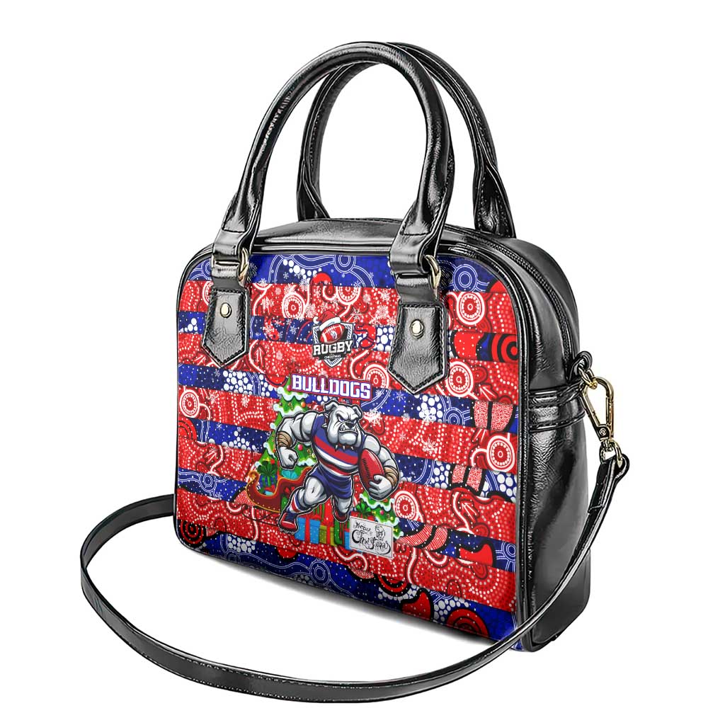 Bulldogs Football Merry Christmas Shoulder Handbag Indigenous Australian Art