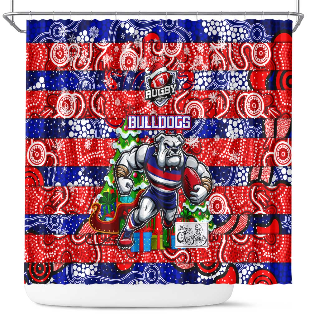 Bulldogs Football Merry Christmas Shower Curtain Indigenous Australian Art