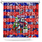 Bulldogs Football Merry Christmas Shower Curtain Indigenous Australian Art