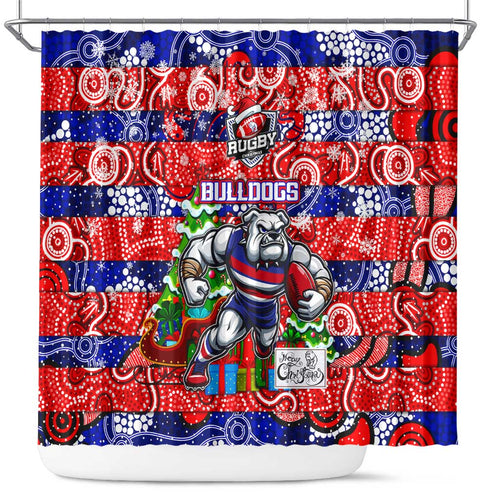 Bulldogs Football Merry Christmas Shower Curtain Indigenous Australian Art