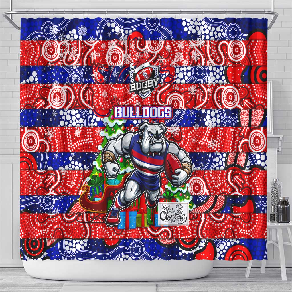 Bulldogs Football Merry Christmas Shower Curtain Indigenous Australian Art