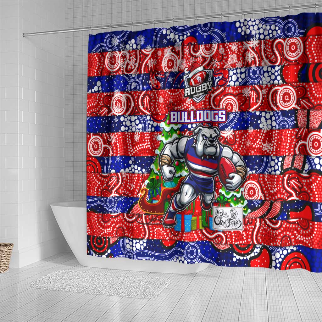 Bulldogs Football Merry Christmas Shower Curtain Indigenous Australian Art