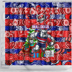 Bulldogs Football Merry Christmas Shower Curtain Indigenous Australian Art