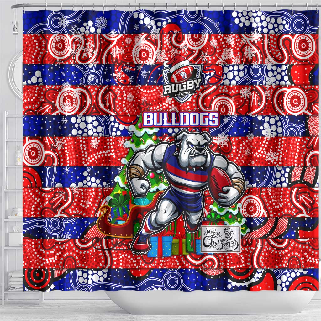 Bulldogs Football Merry Christmas Shower Curtain Indigenous Australian Art