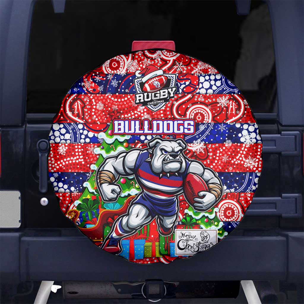 Bulldogs Football Merry Christmas Spare Tire Cover Indigenous Australian Art