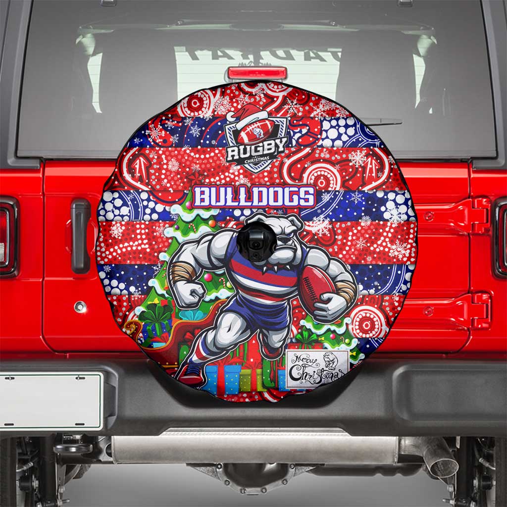 Bulldogs Football Merry Christmas Spare Tire Cover Indigenous Australian Art