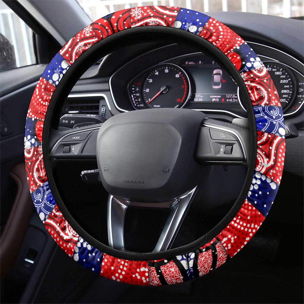 Bulldogs Football Merry Christmas Steering Wheel Cover Indigenous Australian Art