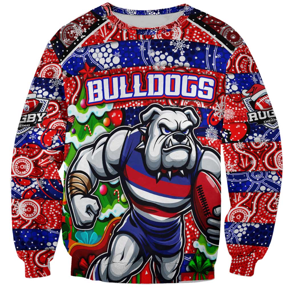 Custom Bulldogs Football Merry Christmas Sweatshirt Indigenous Australian Art