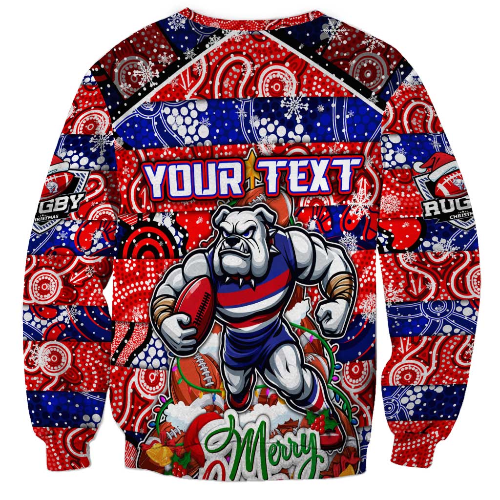 Custom Bulldogs Football Merry Christmas Sweatshirt Indigenous Australian Art