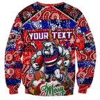 Custom Bulldogs Football Merry Christmas Sweatshirt Indigenous Australian Art