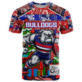 Custom Bulldogs Football Merry Christmas T Shirt Indigenous Australian Art