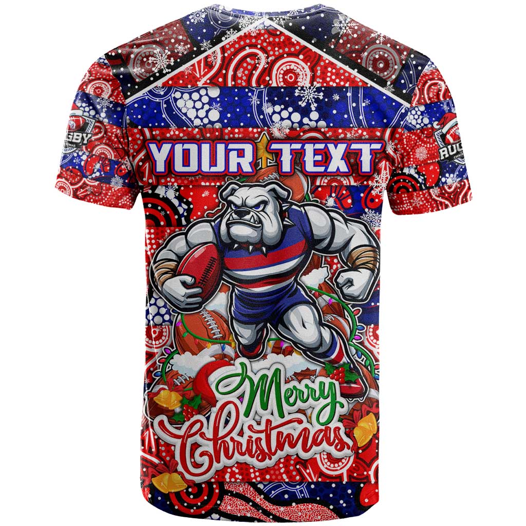 Custom Bulldogs Football Merry Christmas T Shirt Indigenous Australian Art