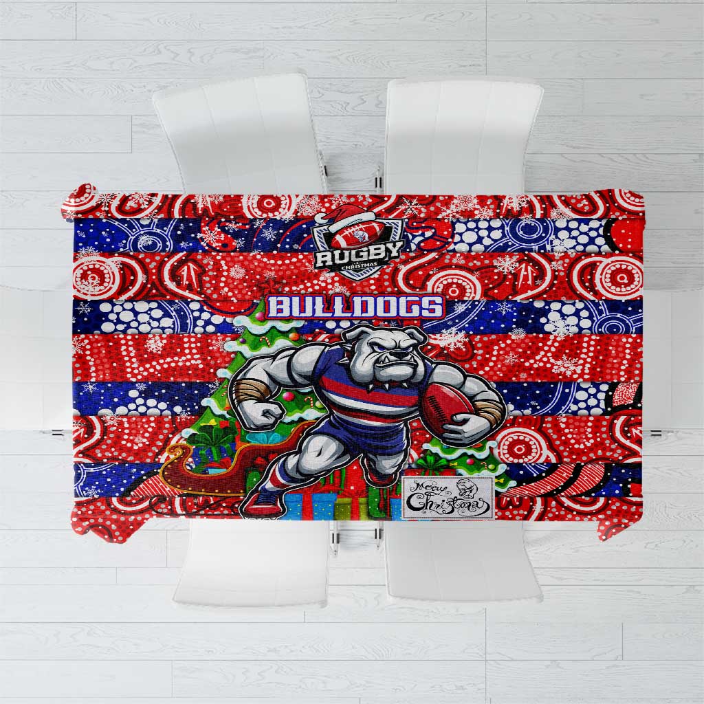 Bulldogs Football Merry Christmas Tablecloth Indigenous Australian Art