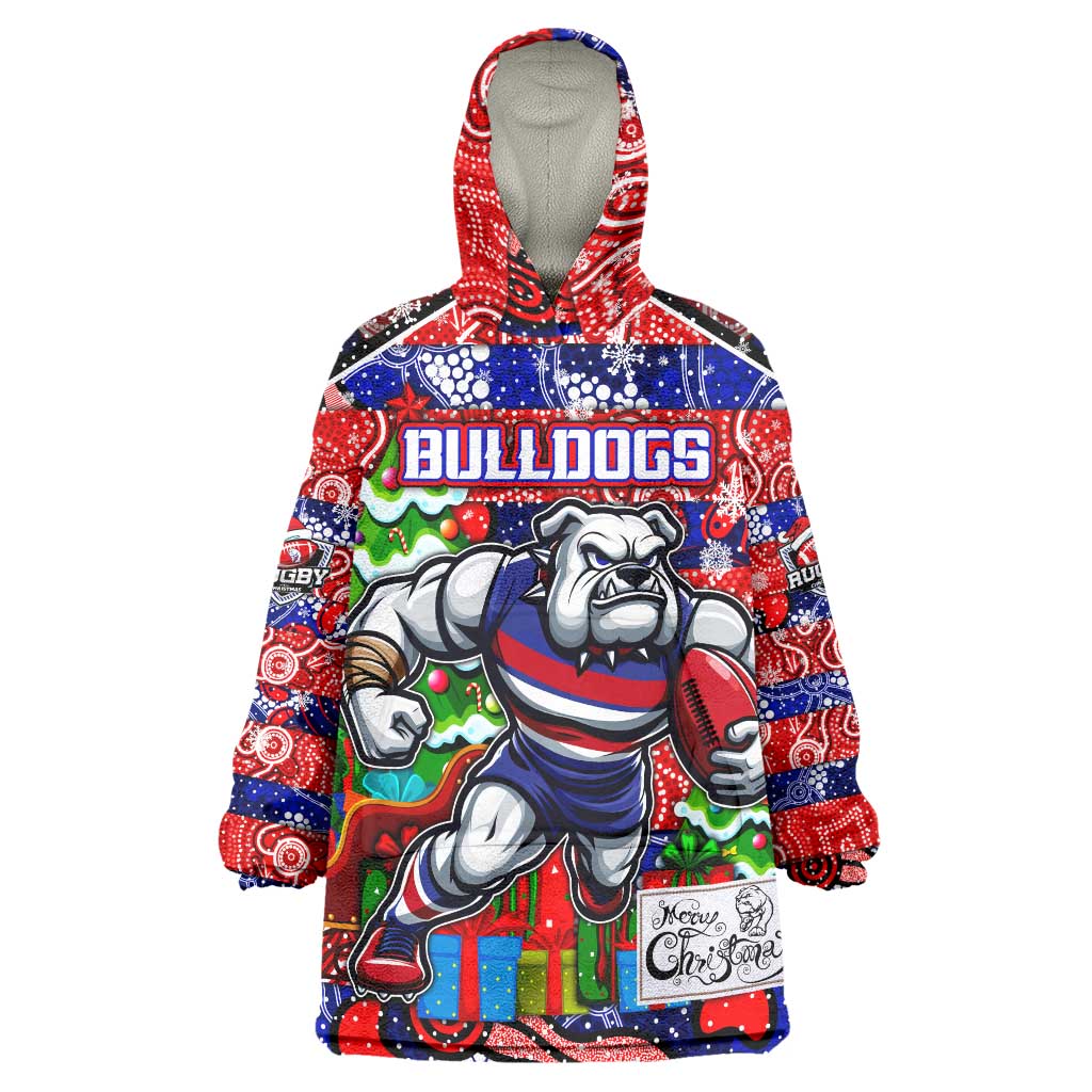Custom Bulldogs Football Merry Christmas Wearable Blanket Hoodie Indigenous Australian Art