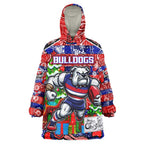 Custom Bulldogs Football Merry Christmas Wearable Blanket Hoodie Indigenous Australian Art