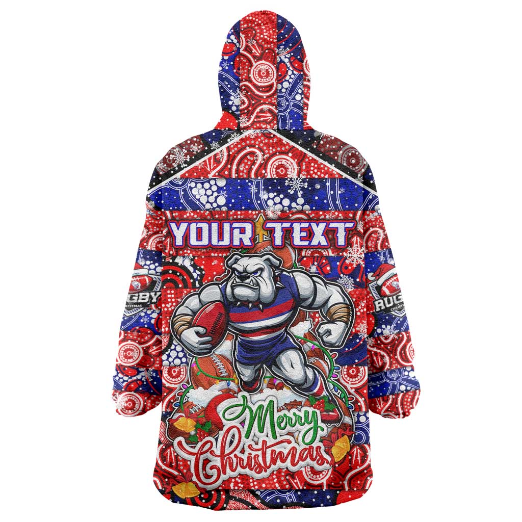 Custom Bulldogs Football Merry Christmas Wearable Blanket Hoodie Indigenous Australian Art