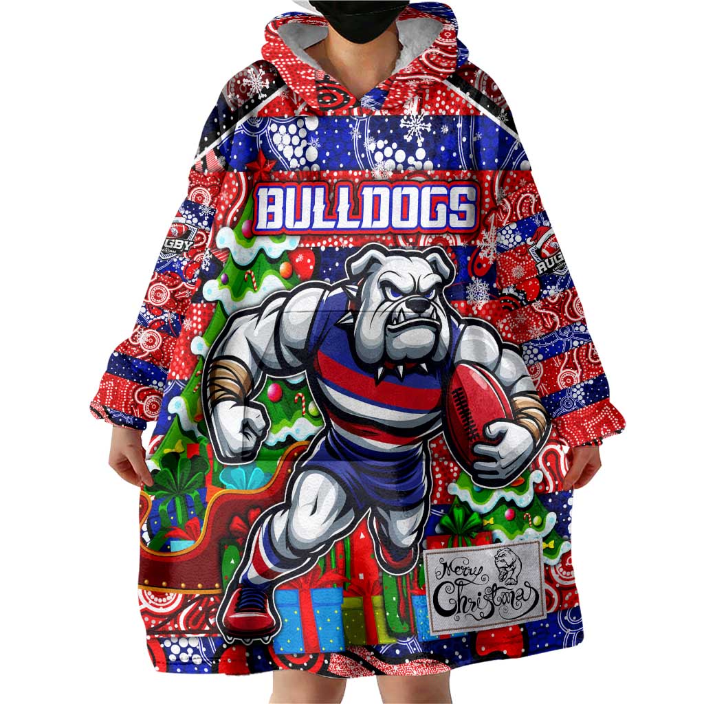 Custom Bulldogs Football Merry Christmas Wearable Blanket Hoodie Indigenous Australian Art