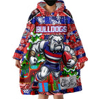 Custom Bulldogs Football Merry Christmas Wearable Blanket Hoodie Indigenous Australian Art