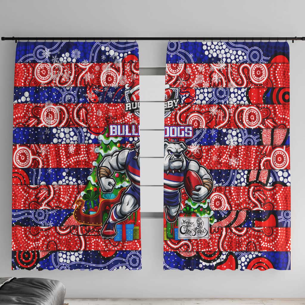 Bulldogs Football Merry Christmas Window Curtain Indigenous Australian Art