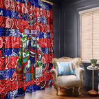 Bulldogs Football Merry Christmas Window Curtain Indigenous Australian Art