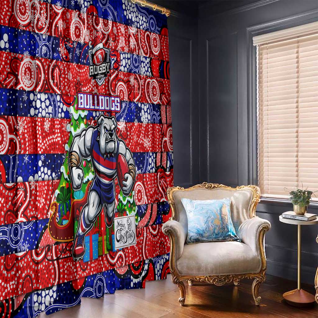 Bulldogs Football Merry Christmas Window Curtain Indigenous Australian Art