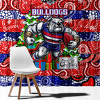Bulldogs Football Merry Christmas Window Curtain Indigenous Australian Art
