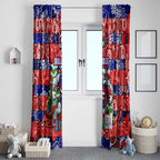 Bulldogs Football Merry Christmas Window Curtain Indigenous Australian Art