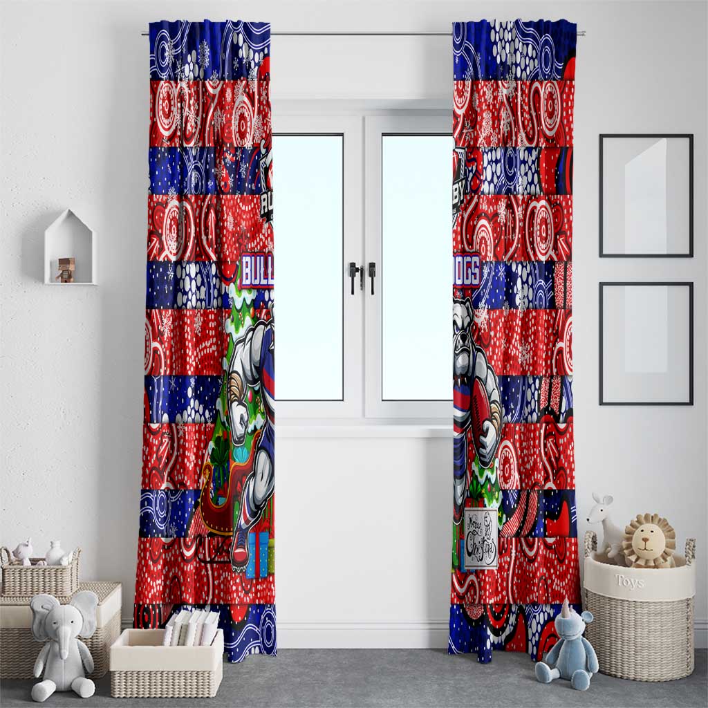 Bulldogs Football Merry Christmas Window Curtain Indigenous Australian Art
