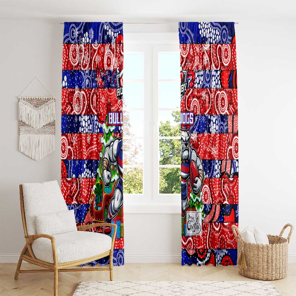 Bulldogs Football Merry Christmas Window Curtain Indigenous Australian Art
