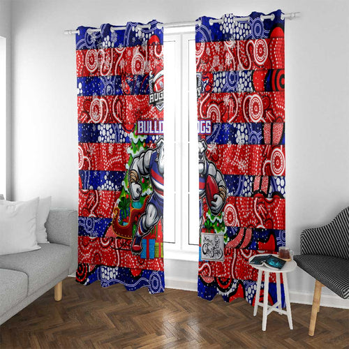 Bulldogs Football Merry Christmas Window Curtain Indigenous Australian Art