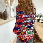 Custom Bulldogs Football Merry Christmas Women Casual Shirt Indigenous Australian Art
