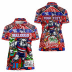 Custom Bulldogs Football Merry Christmas Women Polo Shirt Indigenous Australian Art
