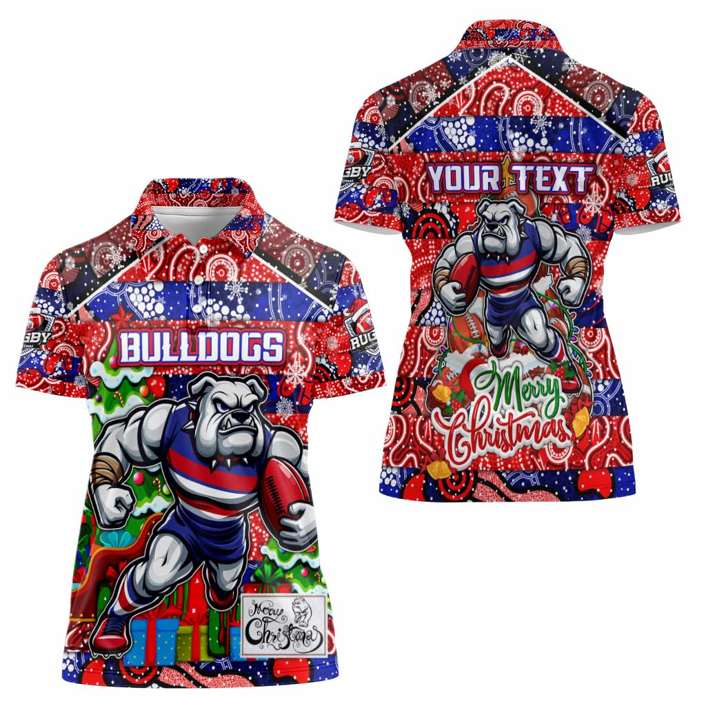 Custom Bulldogs Football Merry Christmas Women Polo Shirt Indigenous Australian Art