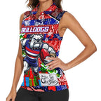 Custom Bulldogs Football Merry Christmas Women Sleeveless Polo Shirt Indigenous Australian Art