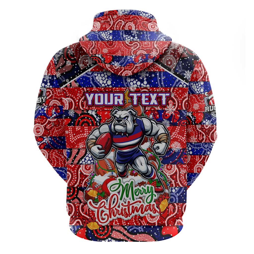 Custom Bulldogs Football Merry Christmas Zip Hoodie Indigenous Australian Art