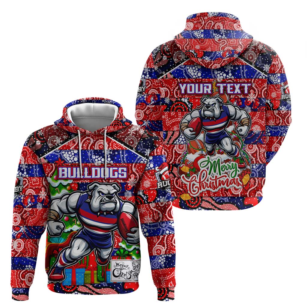 Custom Bulldogs Football Merry Christmas Zip Hoodie Indigenous Australian Art