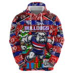 Custom Bulldogs Football Merry Christmas Zip Hoodie Indigenous Australian Art