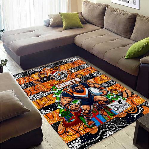 Giants Football Merry Christmas Area Rug Indigenous Australian Art