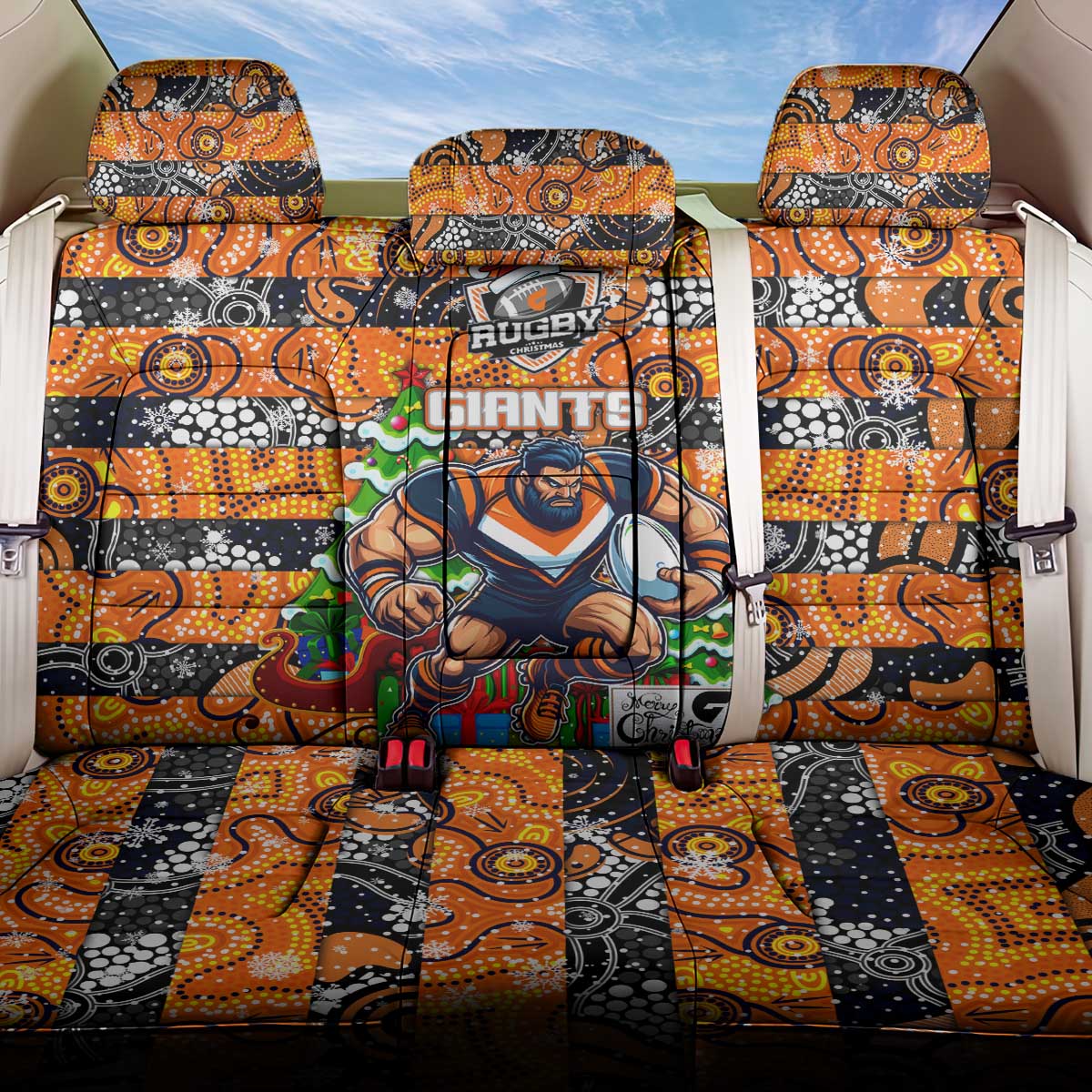 Giants Football Merry Christmas Back Car Seat Cover Indigenous Australian Art